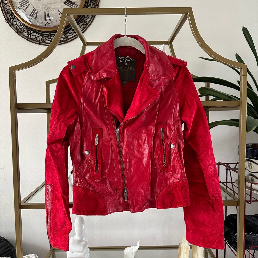 Zac Posen red leather jacket